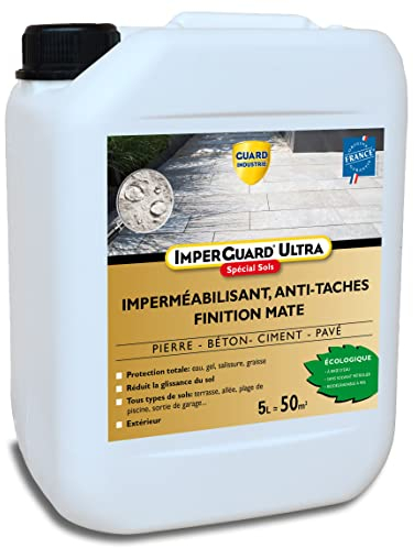 Guard Industrie ImperGuard Ultra Protection Pavimento Opaco - Impermeabilizzazione Effetto Opaco - Pavimento poroso-pietra cemento - Piastrella pavimentata - Incolore - 5 l tratta 50 m²
