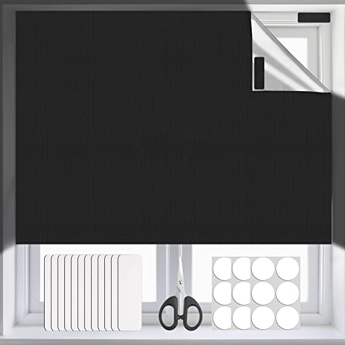 Portable Blackout Blinds 300x145cm, 100% Blackout Material, Easy to Stick On No Drill Blinds to Stick On No Drill Temporary Black Out Curtains for Bedroom, Nursery, Loft