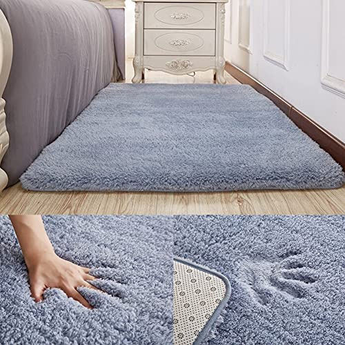 Swsen Tappeto Lungo Shaggy - Tappeti Camera da Letto Moderni per Soggiorno Home Room Décor - in Colori e Dimensioni, Dimensioni: 100 x 200 cm, Colore: Grigioblu