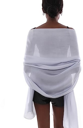 RUI VTRON Damen Schal Pashmina Schals und Wraps für Abendkleider wie Chiffon Seide Schal für Braut Hochzeit, Hellgrau, Large