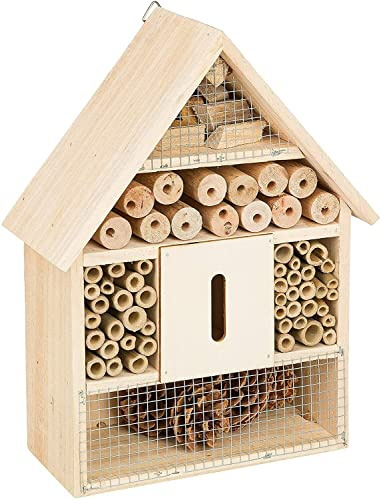 Wooden Insect Hotel for Garden Wildlife – Bee House, Bug Hotel, Ladybird Home, Butterfly Shelter & Pollinator Habitat, Eco Friendly Outdoor Hanging Insect House (22 x 9 x 30cm)