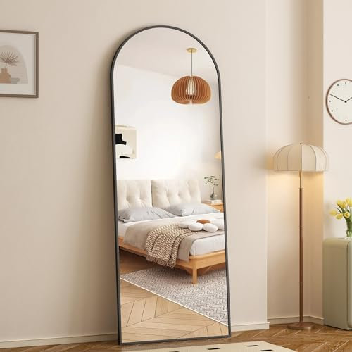 Goezes Schwarz Ganzkörperspiegel 40x140cm groß Spiegel Standspiegel Wandspiegel Rechteckiger Oval Metallrahmen Wandmontage Badspiegel für Ankleidezimmer, Schlafzimmer, Wohnzimmer, Badezimmer