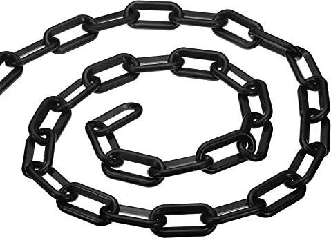 PATIKIL 0.3 Diámetro 5 Pies Longitud Plástico Cadena Barrera, Seguridad Eslabón Cadena Pilar para Multitud Control en Entrada Ascensor Estacionamiento Lote, Negro