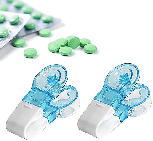 YEJAHY Engeliebe Mimi Tragbare Pillendose ,Tragbarer Pillenöffner, Hilfsmittel, Pillenmacher, Splitter mit Aufbewahrungsbox, kein Kontakt, einfach herauszunehmen – 2 Stück
