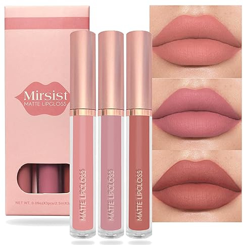 Nude Matte Lipstick Set, Long Lasting Waterproof Non Stick Liquid Lipstick