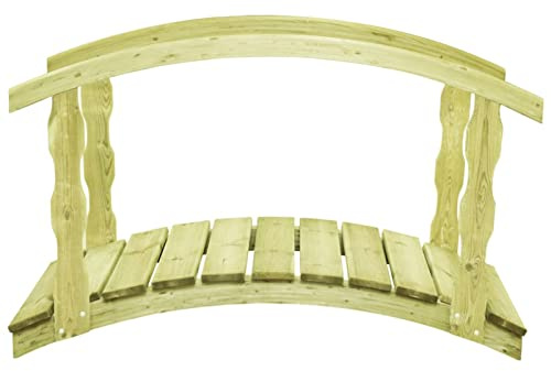 ARKEM Ponte in Legno per Giardino, Ponte Decorativo con Ringhiera,Ponte Giardino con Corrimano 170x74x105 cm in Pino Impregnato