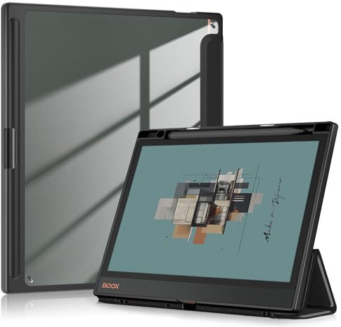 TOPCASE Custodia trasparente PC Backup per BOOX Note Air4 C 10.3/Note Air 3 C e B/W E Ink Tablet 10.3 con supporto a penna, ultra sottile custodia con supporto funzione e auto-sonno/stella, nero