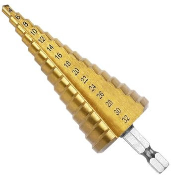 Fongmore 4-32mm HSS Titanium Coated Step Drill Bit High Speed Steel 1/4 Hex Shank Quick Change Cone Drill Bit Hole Cutter For Metal Plastic Wood