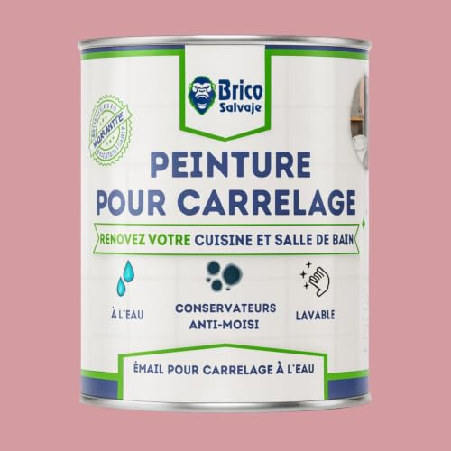 BRICOSALVAJE Vernice per piastrelle cucina e bagno all’acqua OPACA | Senza primer | Lavabile | Alta durezza (Rosa Cipria, 4 Litri)