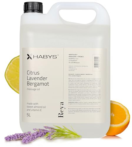 Massageöl Lavendel, Citrus und Bergamot mit Mandelöl Massage Öl 5L | Spa Massageöl Öl mit Vitamin E, B, A und D, Massage oil für Massage Therapie, Professionelle und Heimanwendungen