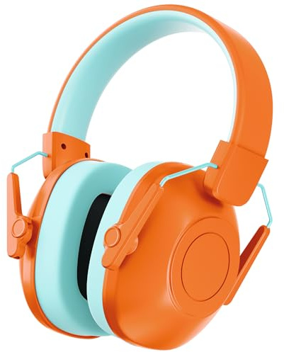 Kalence Gehörschutz Kinder, Lärmschutz Kopfhörer Kinder mit Autismus, Passiver Kapselgehörschutz für Grundschüler, Verstellbare Ohrenschützer für Konzert-Orange