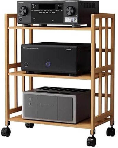 Höhenverstellbarer HiFi-Ständer, Medien-Regal, Audio-Komponenten-Regal für TV-/DVD-Player/Kabelboxen, 5 Etagen, Stereo-Schallplatten-Aufbewahrungshalter, Schwarz (102 x 38 x 88 cm)