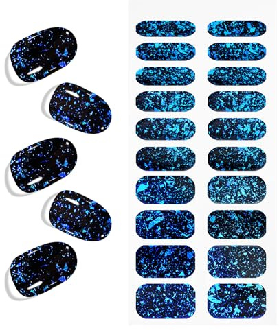 Bleu Foncé Vert Stickers Ongles Gel, KALEFUL Nail Stickers Semi-durci Autocollant Ongle Gel Uv Deco Ongle Nail Art Sticker Décoration