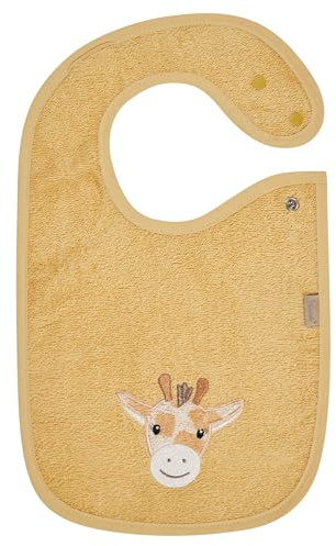Sterntaler Lätzchen Giraffe Kaya – saugfähiges Jaquard Frottee (Baumwolle) mit süßer Stickerei – wasserundurchlässige Einlage & Druckknopfverschluss auf der Schulter - Geschenk, ab Geburt, sandfarben