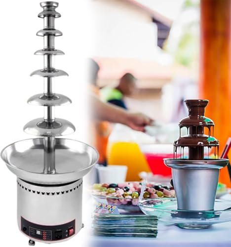 GESAIDES Fontaine à Fondue au Chocolat électrique en Acier Inoxydable pour Fête d'anniversaire, Mariage, Célébration, Chocolat,7tiers