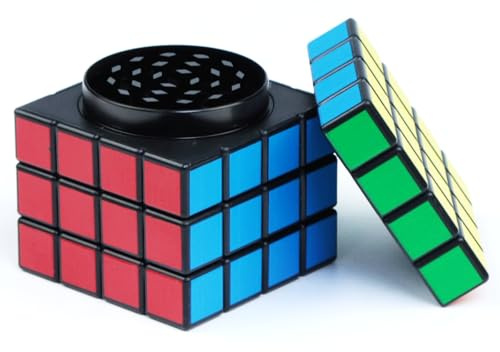 DARENYI 2 macinacaffè grande, 60 mm, in metallo, 4 pezzi, a cubo di spezie, sale e pepe, struttura rimovibile, per erbe, fiori, spezie