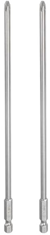 sourcing map 2pcs #2 Phillips Screwdriver Bit PH2 1/4 Hex Shank 8 (200mm) Long 5mm Rod Magnetic Cross Head Drill Bits S2 Steel Industrial Screw Driver for Power Screwdrivers Drills, Silver