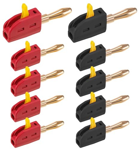 sdhiiolp 10 Stück Bananenstecker 4mm - 32A Bananenstecker Lautsprecher | Banana Plugs Lautsprecher Stecker für Kabel Boxen Endstufen Receiver Stereoanlagen Schwarz und Rot