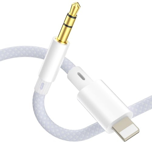 layajia Cavo Aux per iPhone, Cavo i Phone Jack 3.5mm Audio, [Certificato MFi] Cable Aux Light-ning Adattatore Lightning Jack 3.5mm Compatibile con iPhone 14/13/12/11/Autoradio/Cuffie/Altoparlanti-1.2M