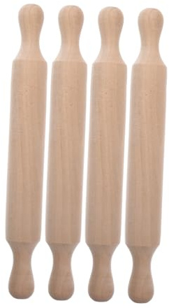 JECOMPRIS 4pcs Wooden Mini Rolling Pin for Boys and Girls Baking Dough Roller Craft Supplies Boy Girl's Toy Tool