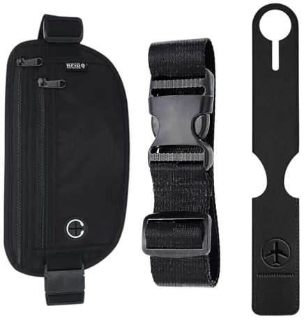 Die Bauchtasche, Flache Bauchtasche mit RFID-Blocker, Diebstahlsicherer Geldgürtel für Damen und Herren, Diebstahlsichere Gürteltasche, wasserdichte Tasche für Reisepass, Reise und Sport, Schwarz