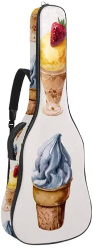 Gitarrentasche für Akustikgitarre mit Aquarellblumen, Kürbissen, Herbstblättern, Beeren, Pilzen, dick gepolstert, wasserdicht, für Gitarren mit 101,6 cm, 104,7 cm, 106,7 cm, Mehrfarbig 04