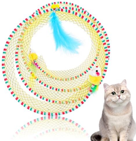 Homoyoyo Katzentunnel-Spielzeug Für Wohnungskatzen Interaktives Spielzeug Für Katzen Mit Hängender Maus Und Feder Faltbarer Tunnel Für Kätzchen 40.00 X 28.00 X 28.00 cm