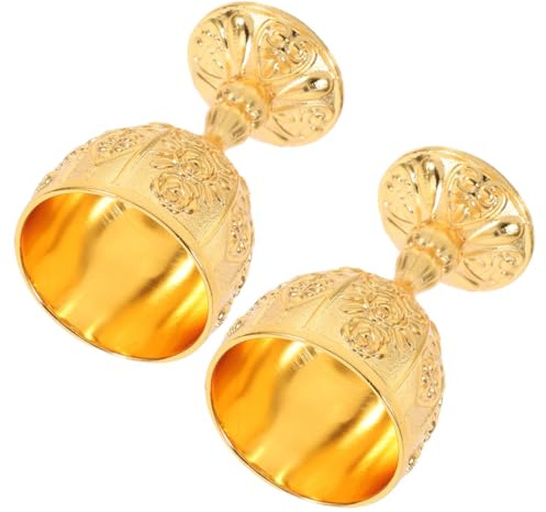 jojofuny Lot de 2 Gobelets Médiévaux Vintage en Métal Doré Calices Européens Résistants aux Chocs Coupes à Liqueur Rétro pour Mariage et Cocktails Décorations de Table Élégantes