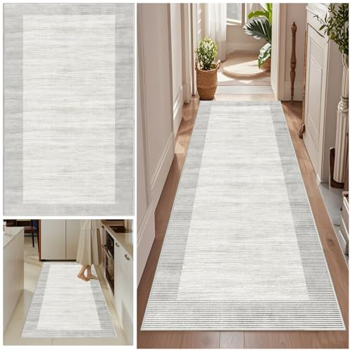 Teppich Läufer Flur Lang 80 x 200 cm Küchenläufer Waschbar Flur Läufer Teppich Lang Korridor Teppich Läufer rutschfest Küchenteppich Teppichläufer Flur für Küche Schlafzimmer Wohnzimmer Eingang
