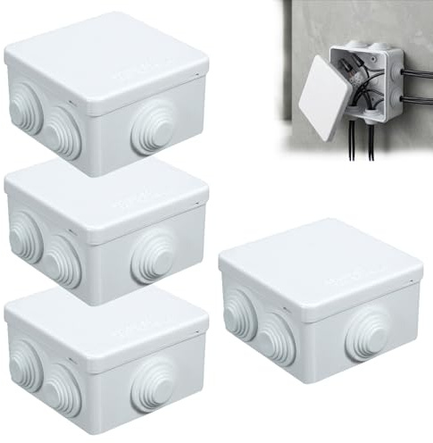 4 Stück Sufputz Verteilerdose IP55, Abzweigdose Aufputz 85x85x50 mm Verteilerdose Aufputz ABS Abzweigdose Verteilerdose Außen Wasserdicht für Innen Außen Outdoor Wetterfest Staubdicht
