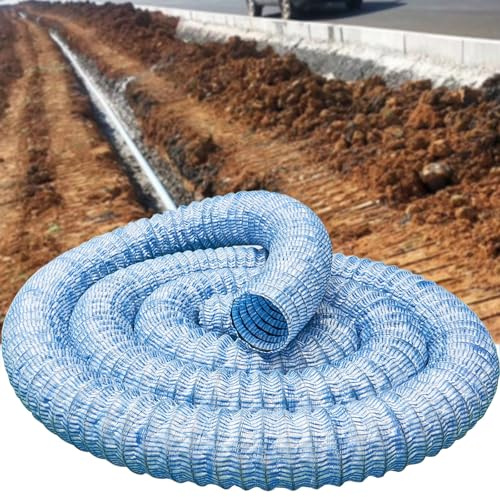 GZGLZDQ Extensible Drain Français, Perforé Ø50/100 Tuyau Drainage Français, Tuyau Drainage Fibre Polyester & Fil Acier, Tube Drainage Souterrain Flexible Ondulé pour Jardin(100mm,15m)