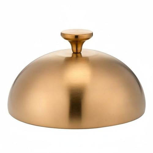 Qianly Edelstahl Steakhaube wärmeisolierend Speiseglocke lebensmittelecht Cloche für Restaurant, Gold, 30CM