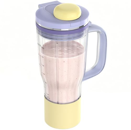 28 oz reserv för resetumlare Ninja BlendBOSS Blender, personlig mixerkopp med läckagesäkert lock kompatibel med Ninja DB351 & DB301-serien (lila/ljusgul)