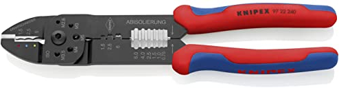 KNIPEX Crimpzange, 0,5-6,0 mm², für Kabelschuhe und Flachsteckverbinder, mit Abisolier- und Scheidfunktion, Presszange, Kabelschuhzange, 97 22 240