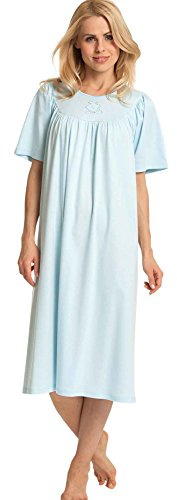 Calida - Camicia da notte manica corta con classico taglio raglan in morbido cotone interlock, 6/XL, AZZURRO