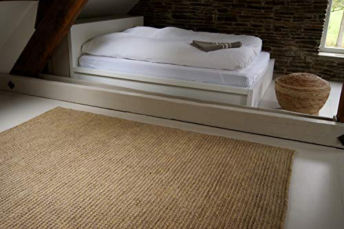 floor factory Alfombra Moderna Natural Yute Beige 120x170cm moqueta Tejida a Mano de 100% Fibras Naturales