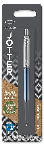 Parker Jotter Ballpoint Pen , Waterloo Blue , Medium Point Blue Ink