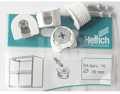 HKB ® 16 Stück EXCENTER Verbindungsbeschläge VB 35/16, ø 20 mm, Kunststoff weiß, Hersteller Hettich, Artikel-Nr. 62544