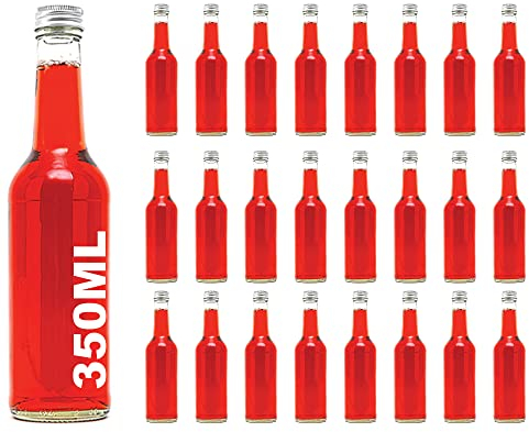 casavetro Clear Screw Top Botellas de vidrio vacías 350 ml - Tapas giratorias recargables reutilizables - Tapa de metal ajustada al aire para Kombucha Home Brewing Gin Aceite Vinagre (24 x 350 ml)