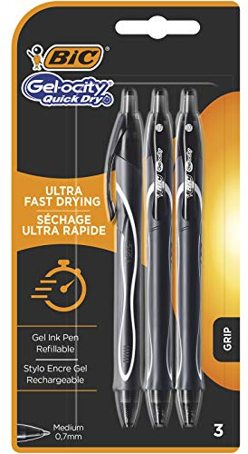 BIC Gel-ocity Quick Dry Gelschreiber, schnell trocknend 3 Stück Schwarz