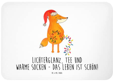 Mr. & Mrs. Panda Kühlschrankmagnet Fuchs Weihnachten - Geschenk, Magnet, zettelhalter, tafelmagnet, Nikolaus, Füchse, Weihnachtszeit, Weihnachtsmann, Winter, whiteboardmagnet, haftmagnet