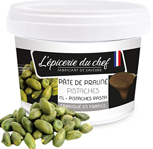 L'épicerie du chef Pâte de Pistaches 200 g - Ingrédient Professionnel pour Pâtisseries, Desserts, Macarons, Entremets, Cakes, Glaces, Smoothies, Gâteaux - Cake Design - EDC9303