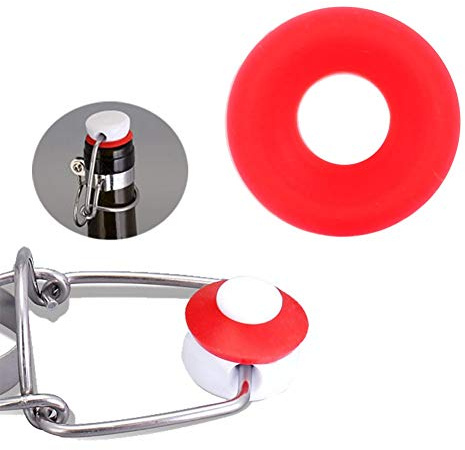 Jeffergarden 25PcsGrolsch Dichtungen Silikonkautschuk Silikon Grolsch Dichtung Gummiring für Bügelverschluss Red Silikon Grolsch Dichtungen für Swing Flip Top Flasche Home Brew Bierflasche Seals