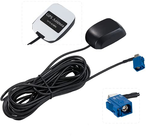 Vecys Fakra GPS Antenne 1575,42 MHz Fakra C Adapter rechtwinklig mit 3 m Auto GPS Fakra Antenne Magnetfuß für Kraftfahrzeuge GPS Navigationssystem GPS Empfänger Auto DVR