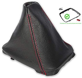 The Tuning-Shop Ltd Schaltsack + Rahmen kompatibel mit BMW 3er E46 Leder rote Naht