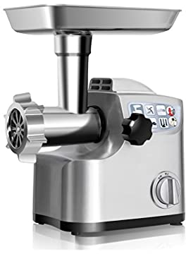 SMSOM Electric Meat Grinder, Stainless Steel Meat Mincer Sausage Stuffer Maker,800W Max Meat Grinder Machine with 3 Grinding Plates and Sausage Kit Sets