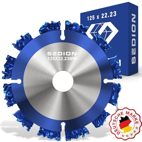SEDION® Trennscheibe für Holz 125mm - gehärtete Scheibe zum Trennen von Holz und Wurzel - 125mm x 22,23 - Premium Qualität - Hartmetall-Trennscheibe - Entferner und Wurzelentferner für Baumwurzel