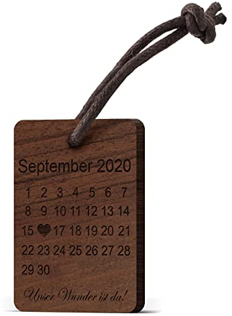 CHRISCK design Schlüsselanhänger Kalender aus Echtholz mit Gravur - Holz Anhänger mit Deinem besonderen Tag - Datum - personalisiertes Geschenk zu Weihnachten für Paare Pärchen Freund