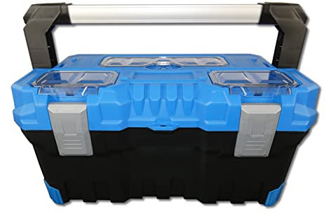 DEWEPRO Mallette à outils robuste avec insert amovible - Avec poignée de transport escamotable en aluminium - Caisse à outils vide