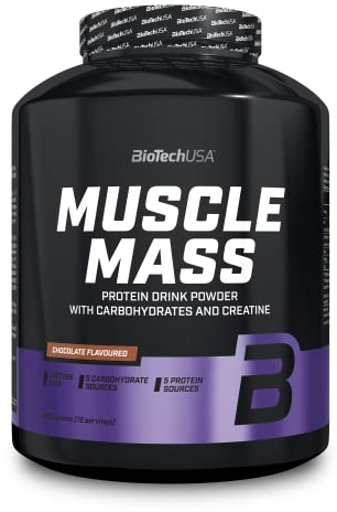 BioTechUSA Muscle Mass | Protéines et glucides en poudre | avec créatine et peptides de glutamine | Gainer | Sans lactose | Créatine micronisée | 4 kg Chocolat